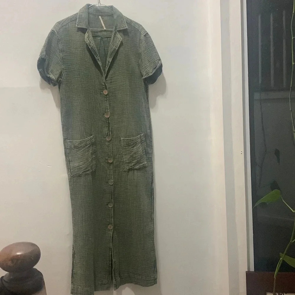 FREE PEOPLE alameda maxi button down dress